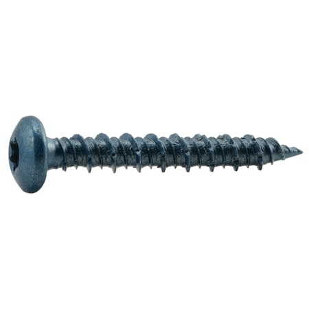 Torquemaster Masonry Screw, 1/4" Dia., Pan, 1 3/4 in L, Steel Blue Ruspert, 100 PK 52446